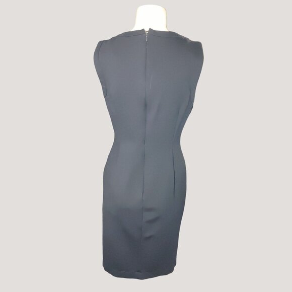 T Tahari Size 10 Dress Navy Blue Sleeveless Bodycon Style  Sheer Striped Detail - Picture 2 of 10
